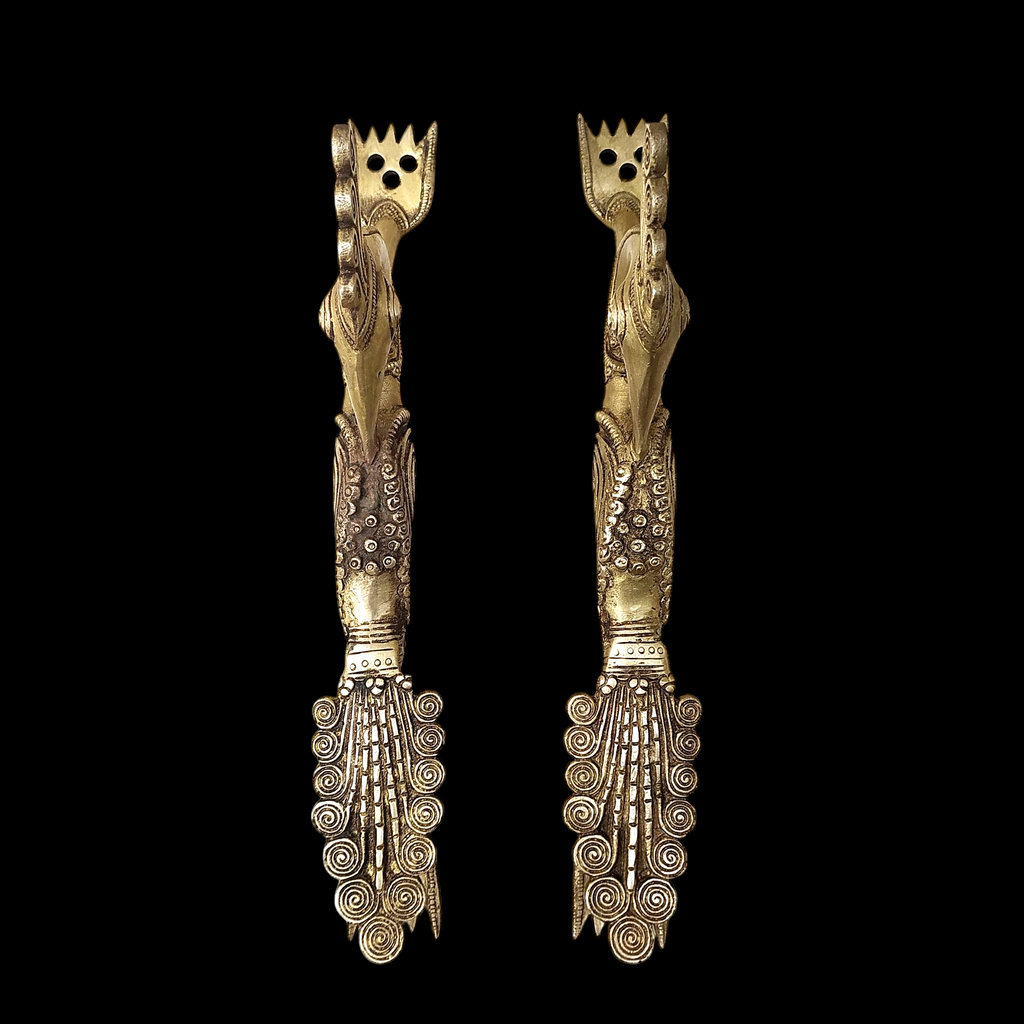 Exquisite Brass Peacock Design Door Handles – A Symbol of Elegance. Length 31 cm