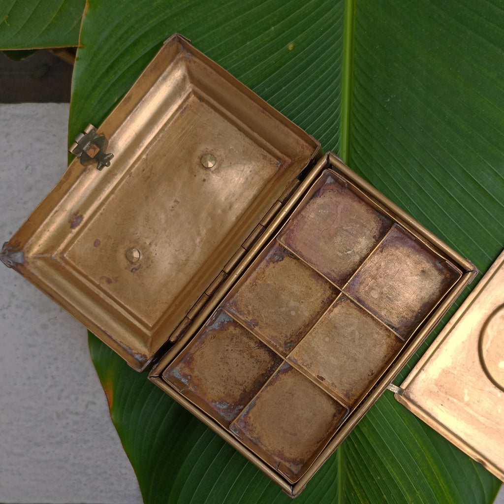 Traditional Brass Paan Dan | Betel Nut Box With 7 Compartments. Length 17 cm