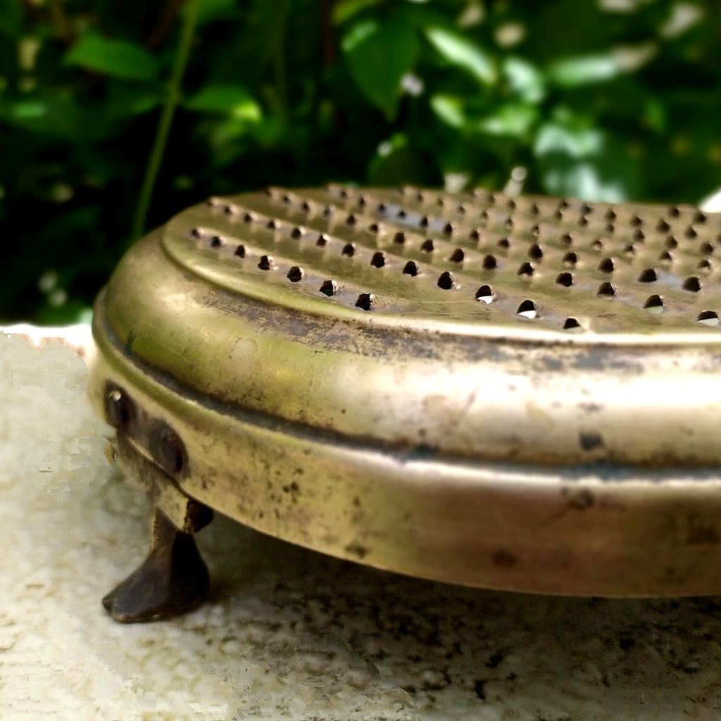 Vintage Brass Vegetable Grater. Diameter 20 x Height 6 cm