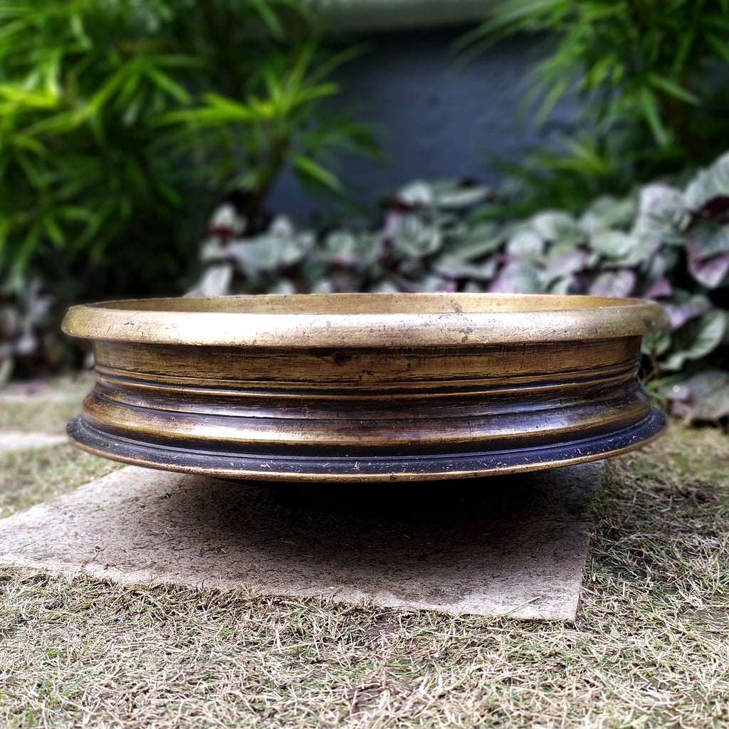 Vintage Traditional Brass Urli From Kerala. Diameter 30 cm x Height 10.5 cm