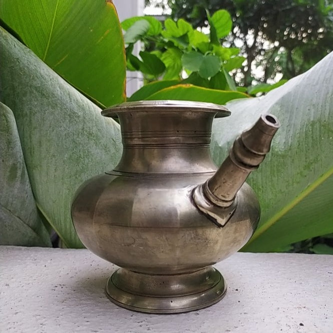 Brass Lota With Spout, Drinking Water Vessel. Ht 13 cm x Length 18 cm x Diameter 9.5 cm