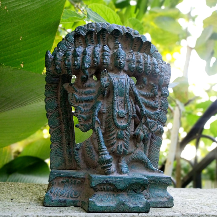 Magnificent Brass Virat Roop Of Lord Vishnu - Protector Of The World. Height 28 cm x Width 20 cm