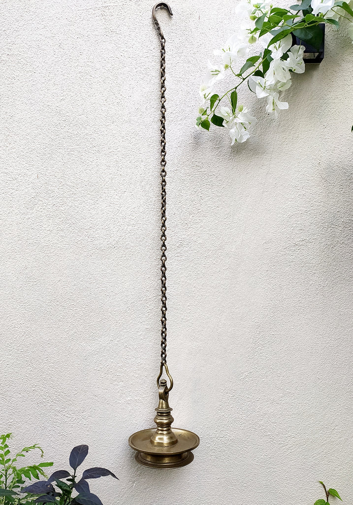 Heritage Brass Oil Lamp - "Thooku Vilakku" From South India. Length 103 cm x Diameter 16 cm