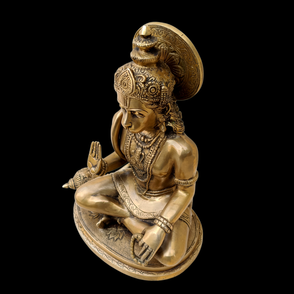 Majestic Brass Sculpture of Hanuman - Devotee of Lord Rama. Ht 32 cm - The Indian Weave