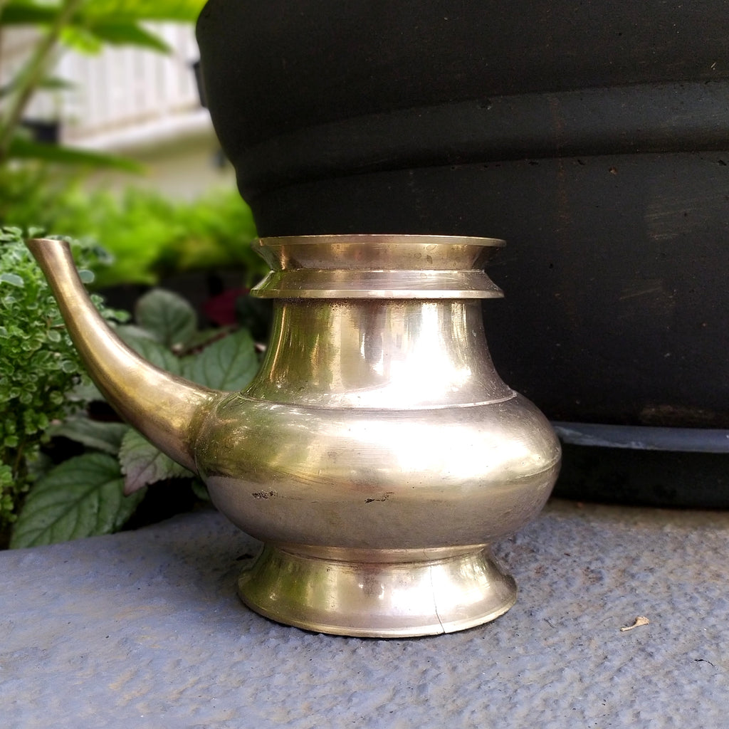 Vintage Brass Kindi With A Spout For Holy Water. Length 22 cm x Height 13 cm