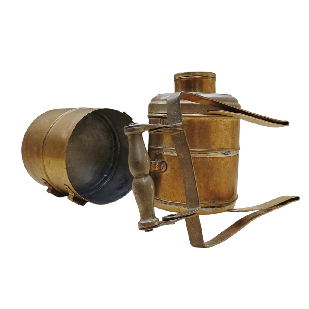 Vintage Brass Tiffin With 4 Containers. Height 42 cm x Diameter 14 cm