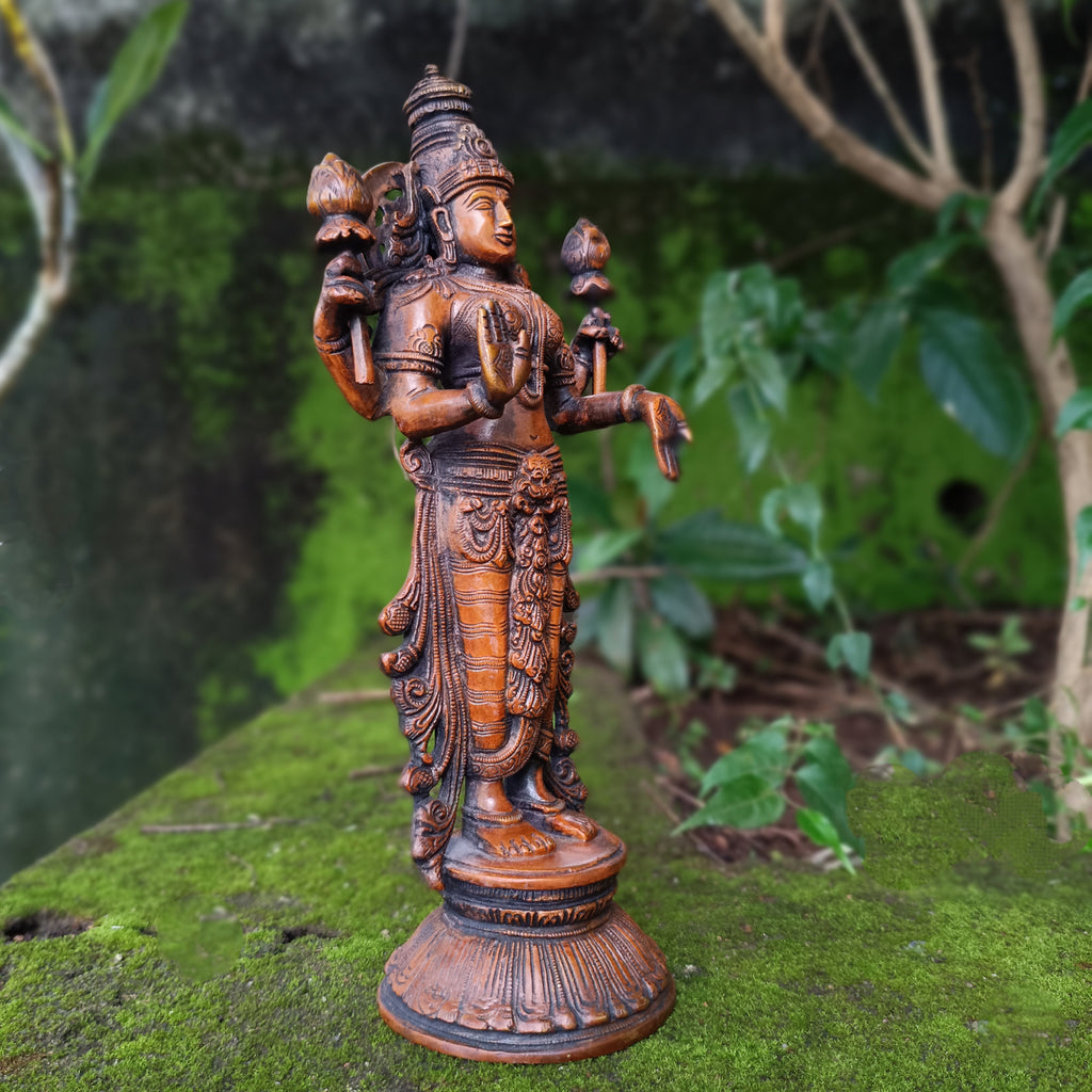Brass Sculpture of Lakshmi - Goddess Of Wealth .  Ht 32 cm x Width 15 cm
