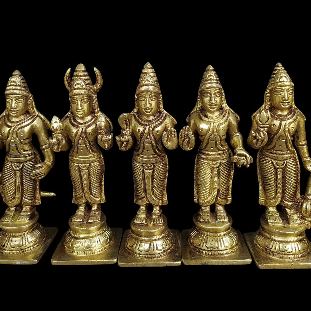 Divine collection of 9 Navagraha brass idols - Celestial bodies Affecting Human Life. Height 13.5 cm