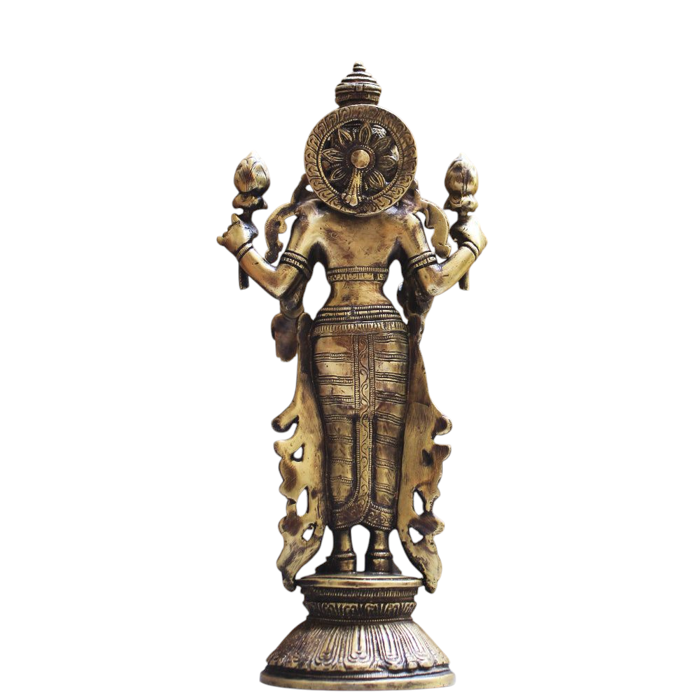 Majestic Brass Sculpture of Lakshmi - Goddess Of Wealth & Prosperity.  Ht 32 cm x Width 15 cm