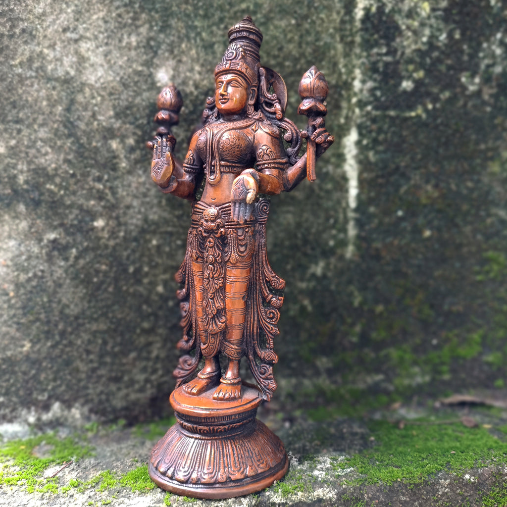 Brass Sculpture of Lakshmi - Goddess Of Wealth .  Ht 32 cm x Width 15 cm