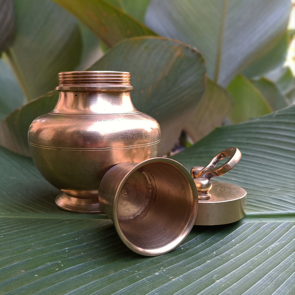 Vintage Brass Vessel For Gangajal. Height 17 cm