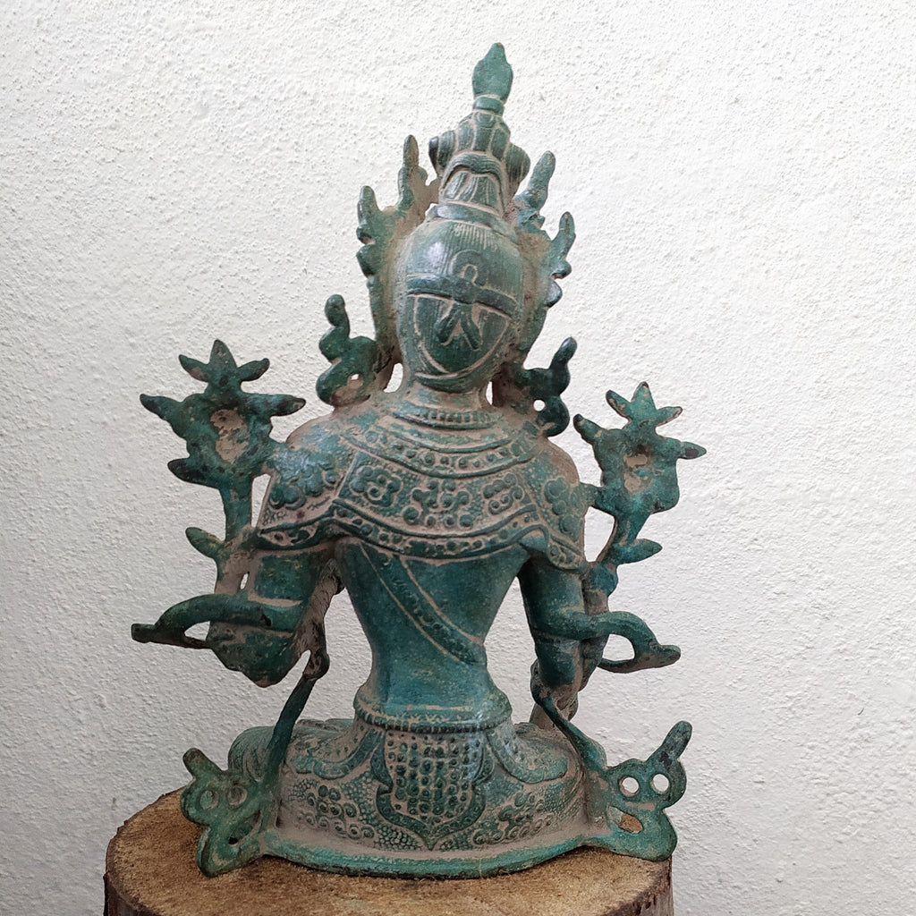 Brass Sculpture of Tara -Female Buddha & Goddess of Universal Compassion. Ht 27 cm x W 20 cm