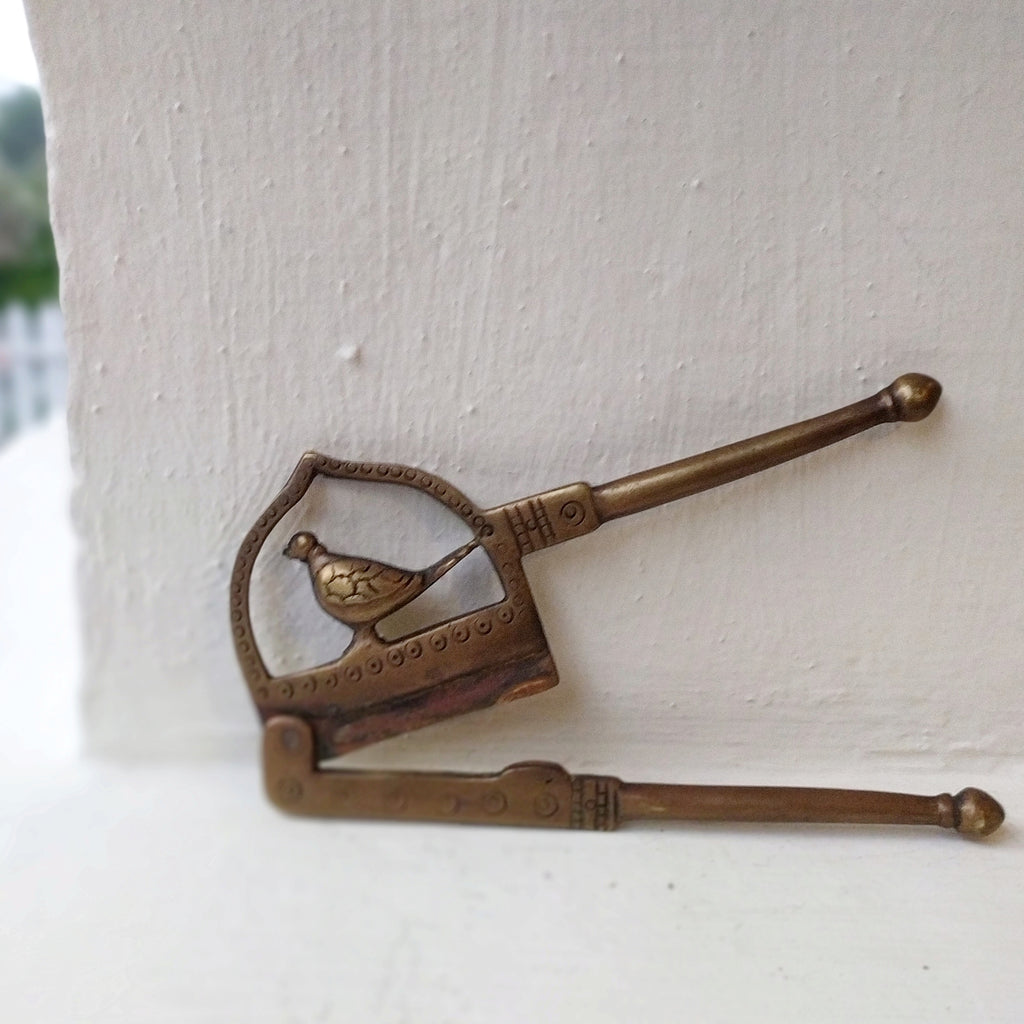 Vintage Mid century Design Brass Nut Cutter With Bird.  Length 14 cm x Height 7 cm