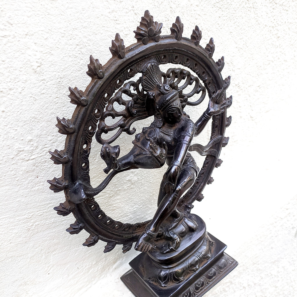 Vintage Brass Sculpture of Lord Shiva As Dancing Natraja. Ht 34 cm x W 26 cm