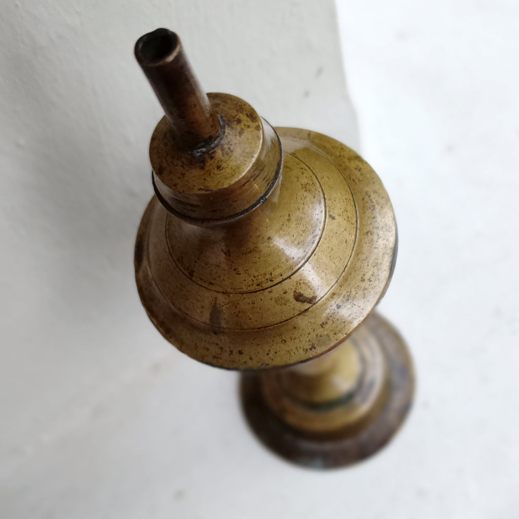 Vintage Brass Oil & Wick Lamp. Height 20 cm x Diameter 7 cm