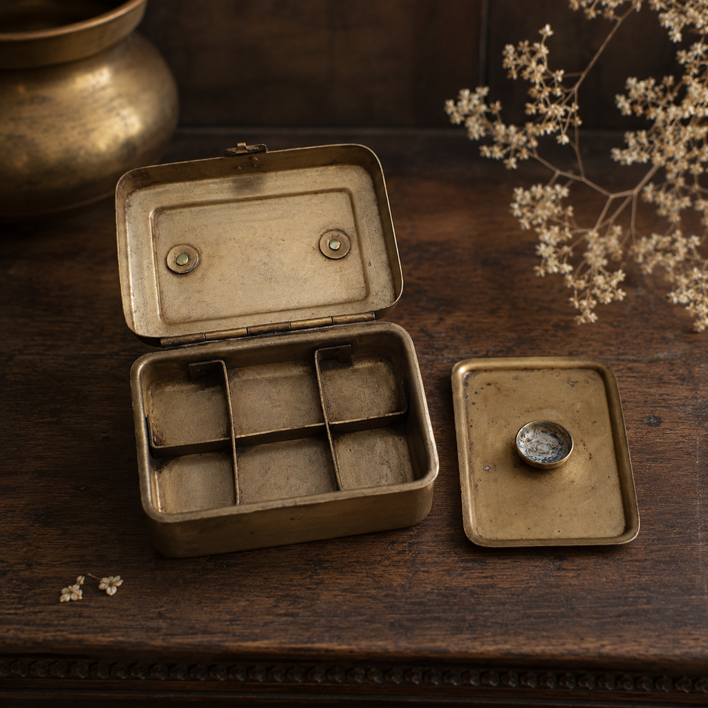 Traditional Brass Paan Dan | Betel Nut Box With 7 Compartments.