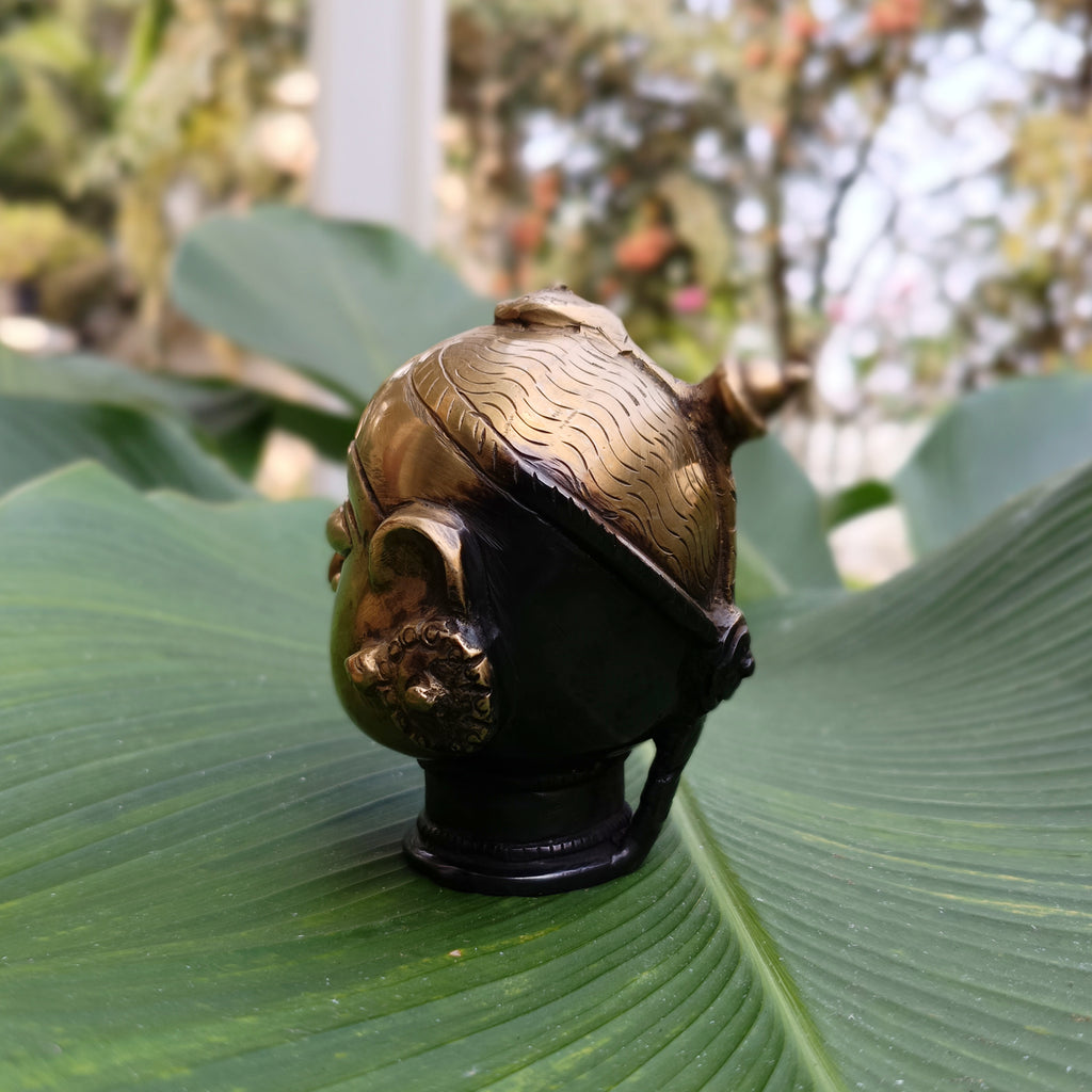 Vintage Brass Bust of Gangaur Gauri - Goddess of Fertility, Love & Devotion. Height 11 cm