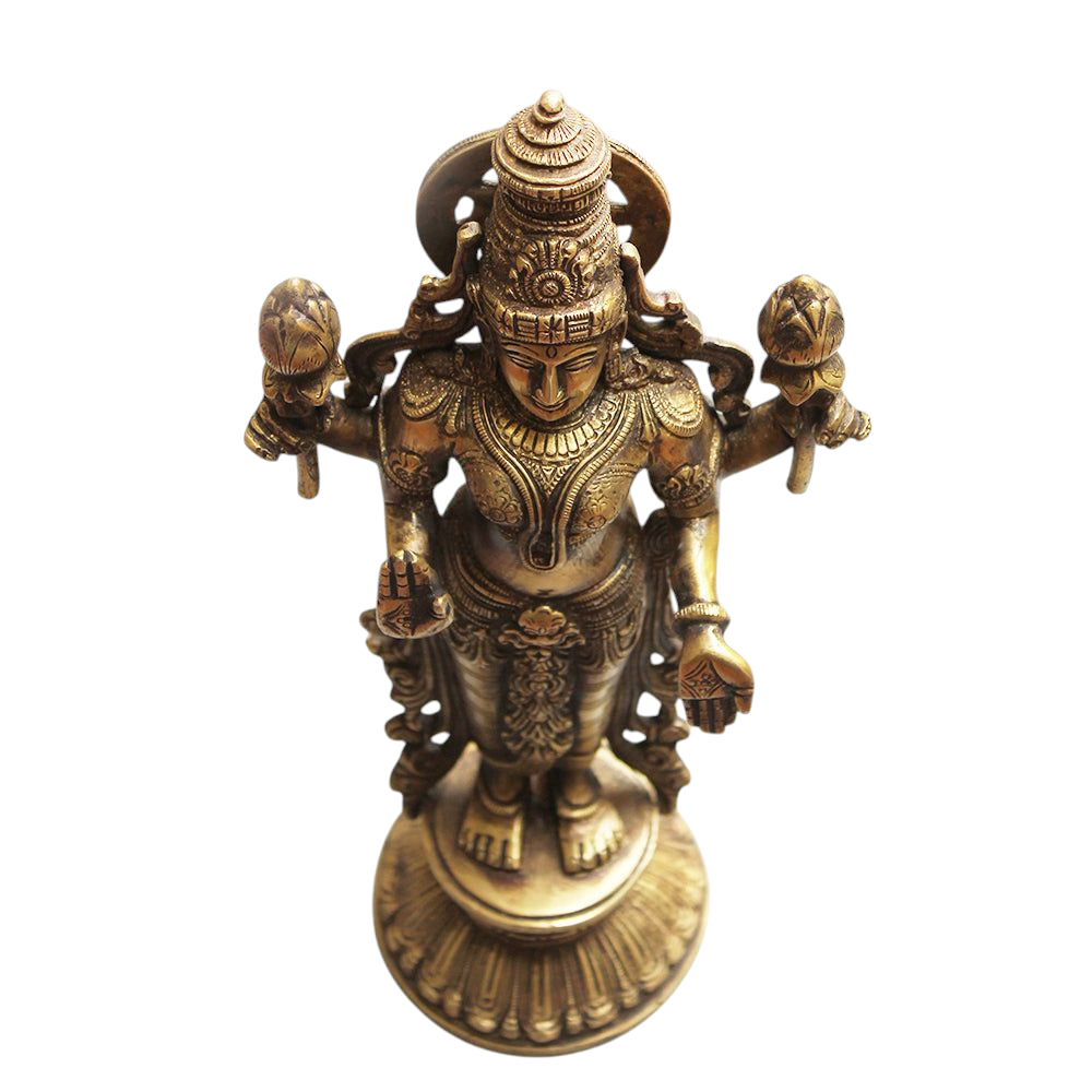Majestic Brass Sculpture of Lakshmi - Goddess Of Wealth & Prosperity.  Ht 32 cm x Width 15 cm