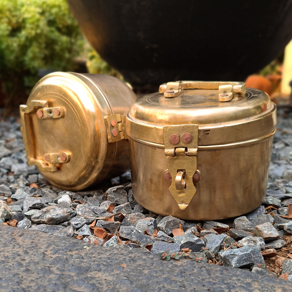Vintage Brass Storage Containers - Set of 2