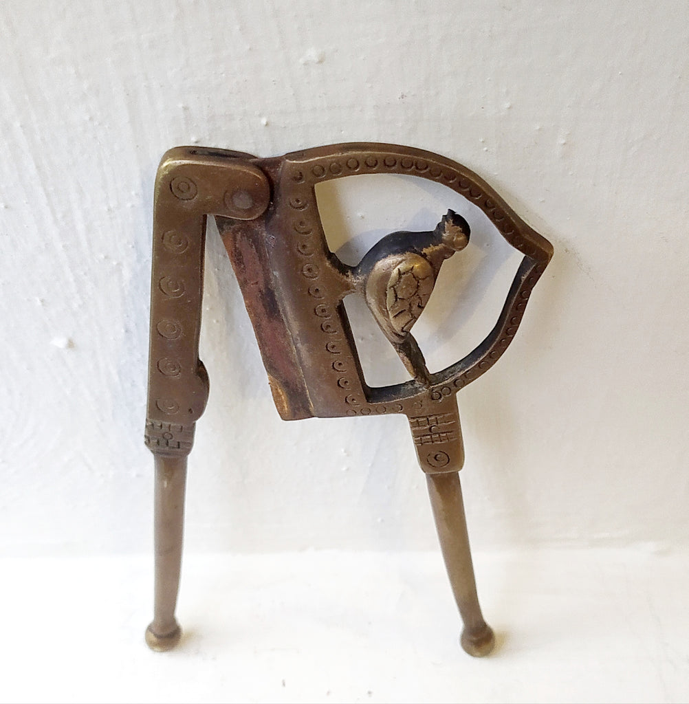 Vintage Mid century Design Brass Nut Cutter With Bird.  Length 14 cm x Height 7 cm