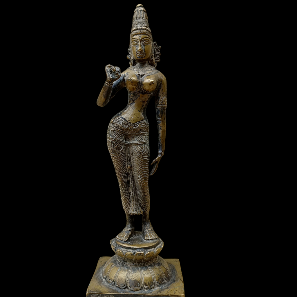 Vintage Divine Brass Sculpture Of Parvati - Goddess of Fertility, Love & Devotion. Height 33 cm