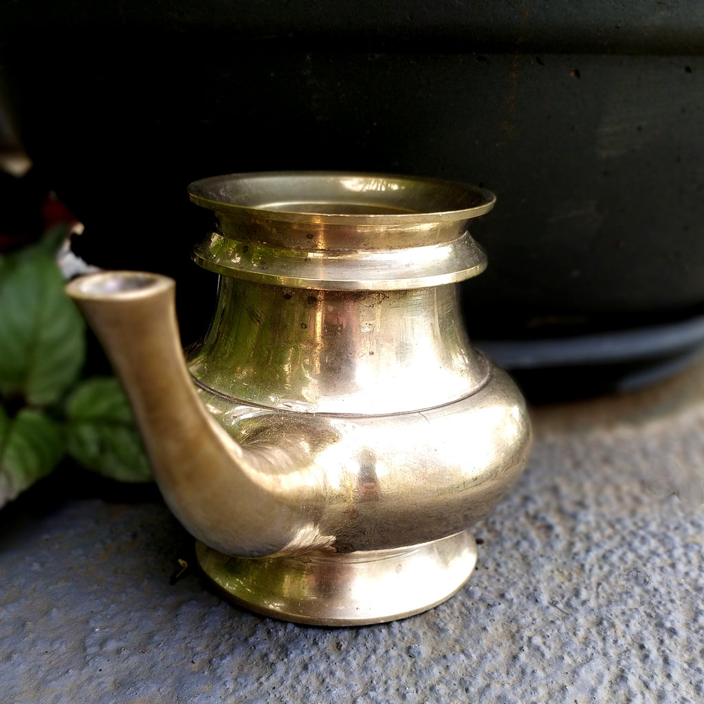 Vintage Brass Kindi With A Spout For Holy Water. Length 22 cm x Height 13 cm