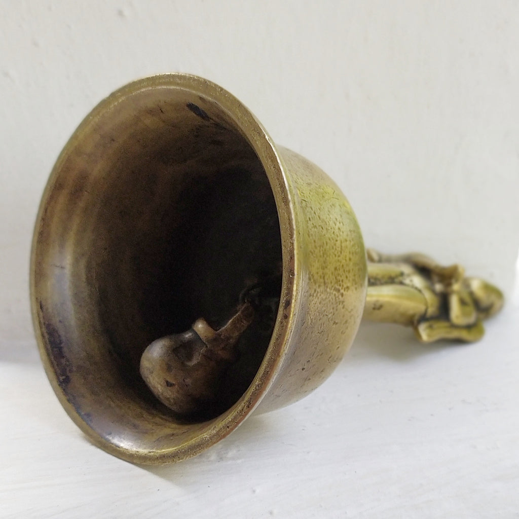 Vintage Brass Temple Bell Of Garuda - Hindu Demigod & Mount Of Lord Vishnu . Height 21 cm x Diameter 9.5 cm