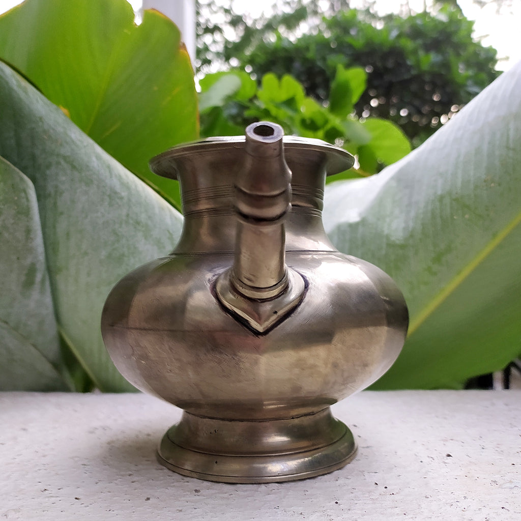 Brass Lota With Spout, Drinking Water Vessel. Ht 13 cm x Length 18 cm x Diameter 9.5 cm