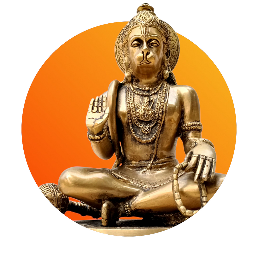 Majestic Brass Sculpture of Hanuman - Devotee of Lord Rama. Ht 32 cm - The Indian Weave