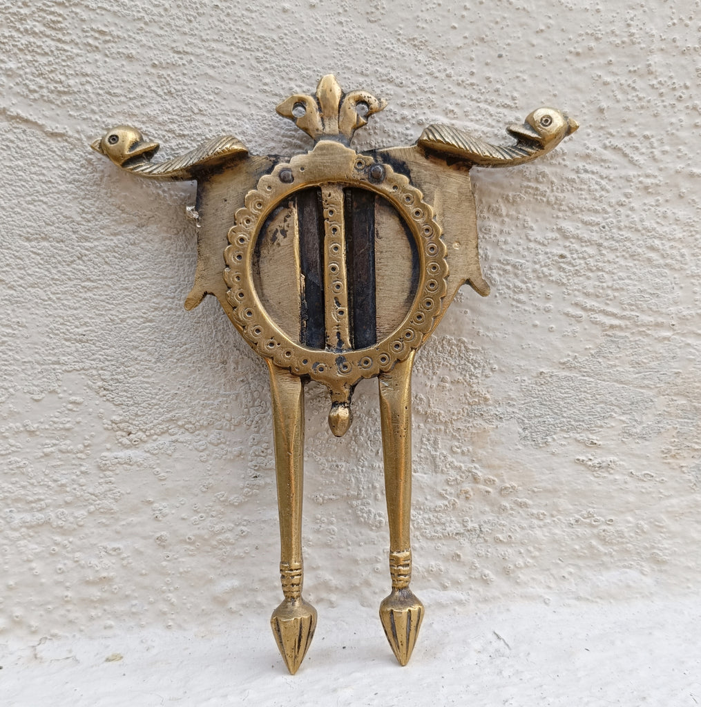 Vintage Brass Nut Cutter With Twin Peacocks. Length 17 cm x width 14 cm