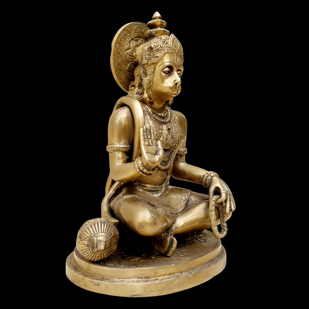Majestic Brass Sculpture of Hanuman - Devotee of Lord Rama. Ht 32 cm - The Indian Weave