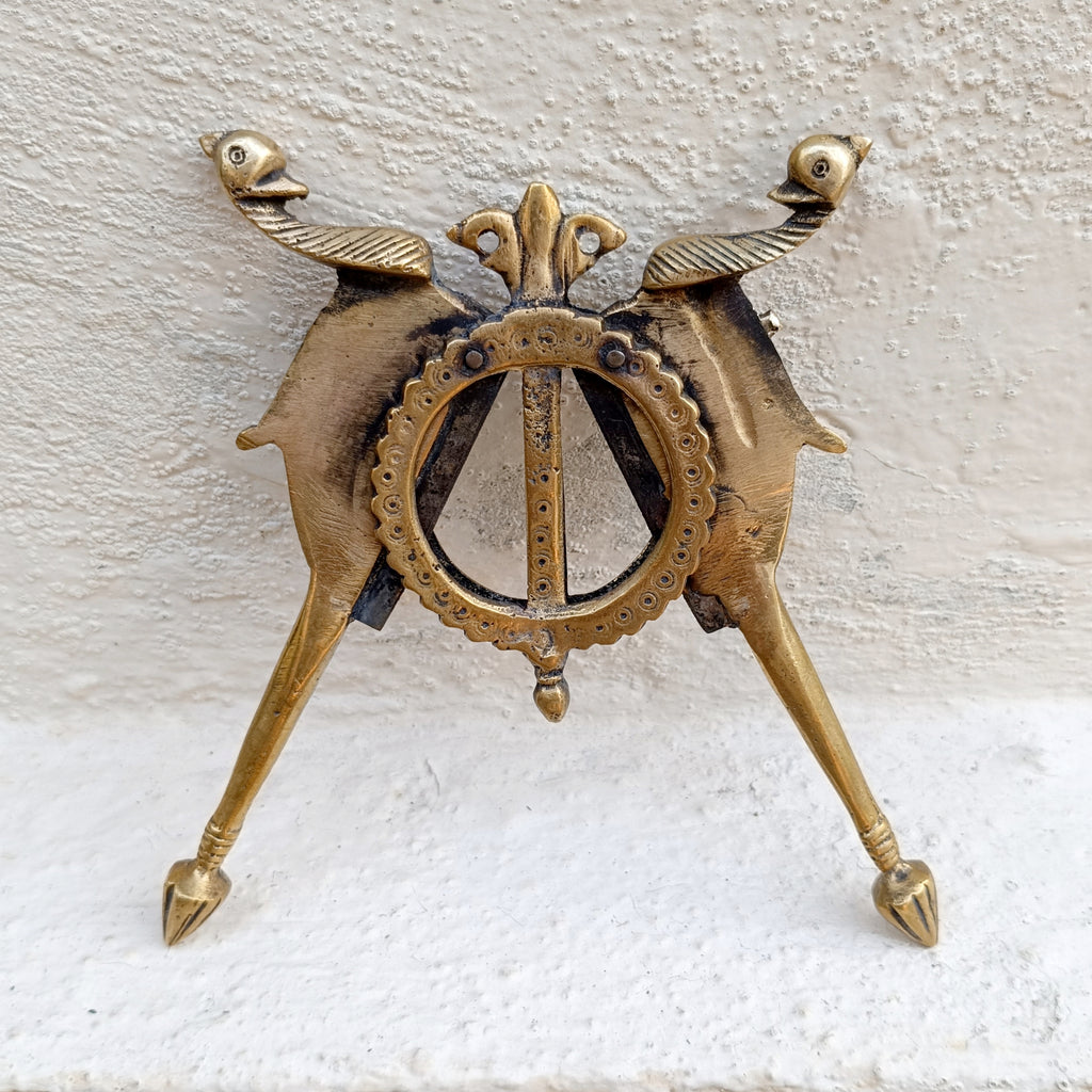 Vintage Brass Nut Cutter With Twin Peacocks. Length 17 cm x width 14 cm