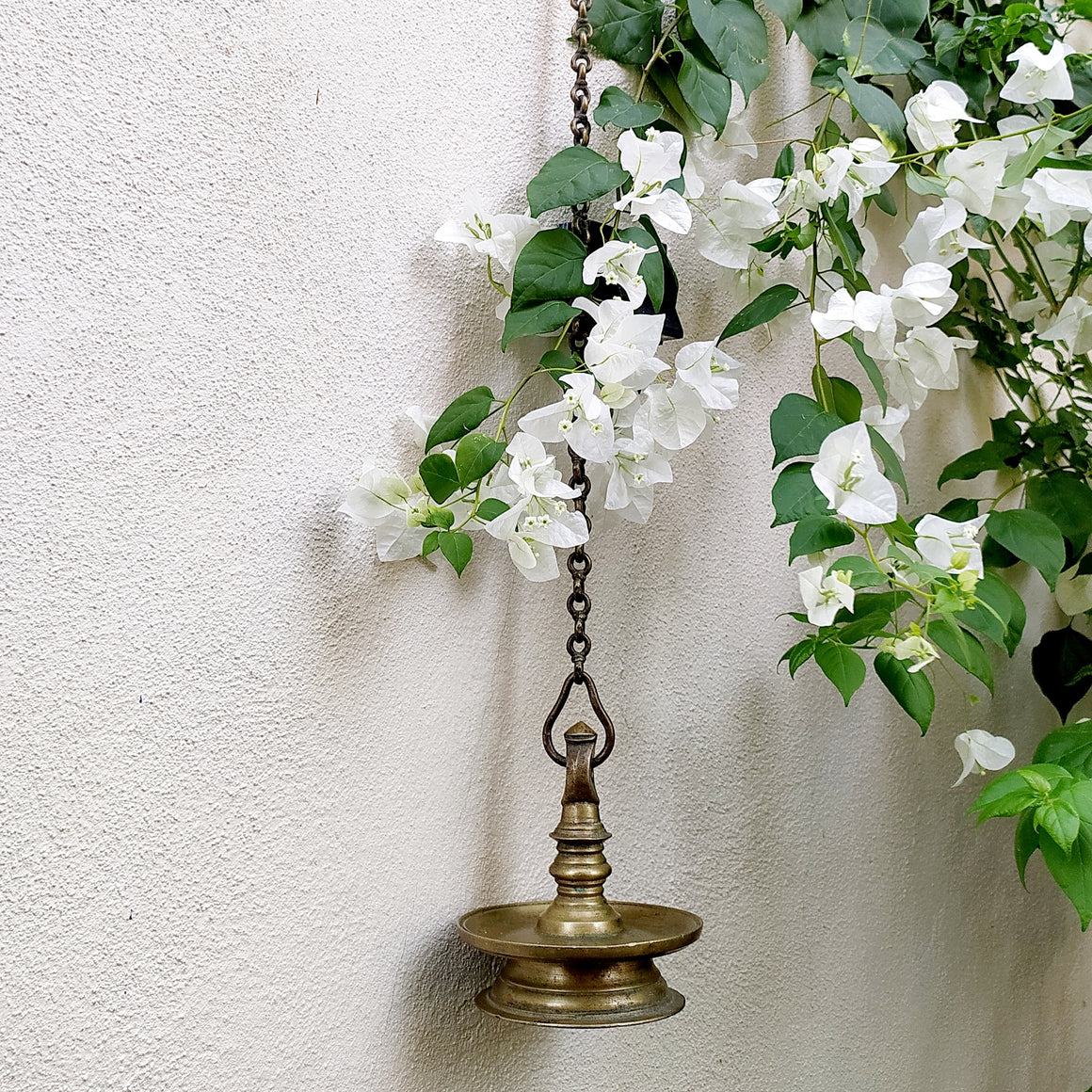 Traditional Brass Oil Lamp - "Thooku Vilakku" From South India. Length 86 cm x Diameter 14 cm