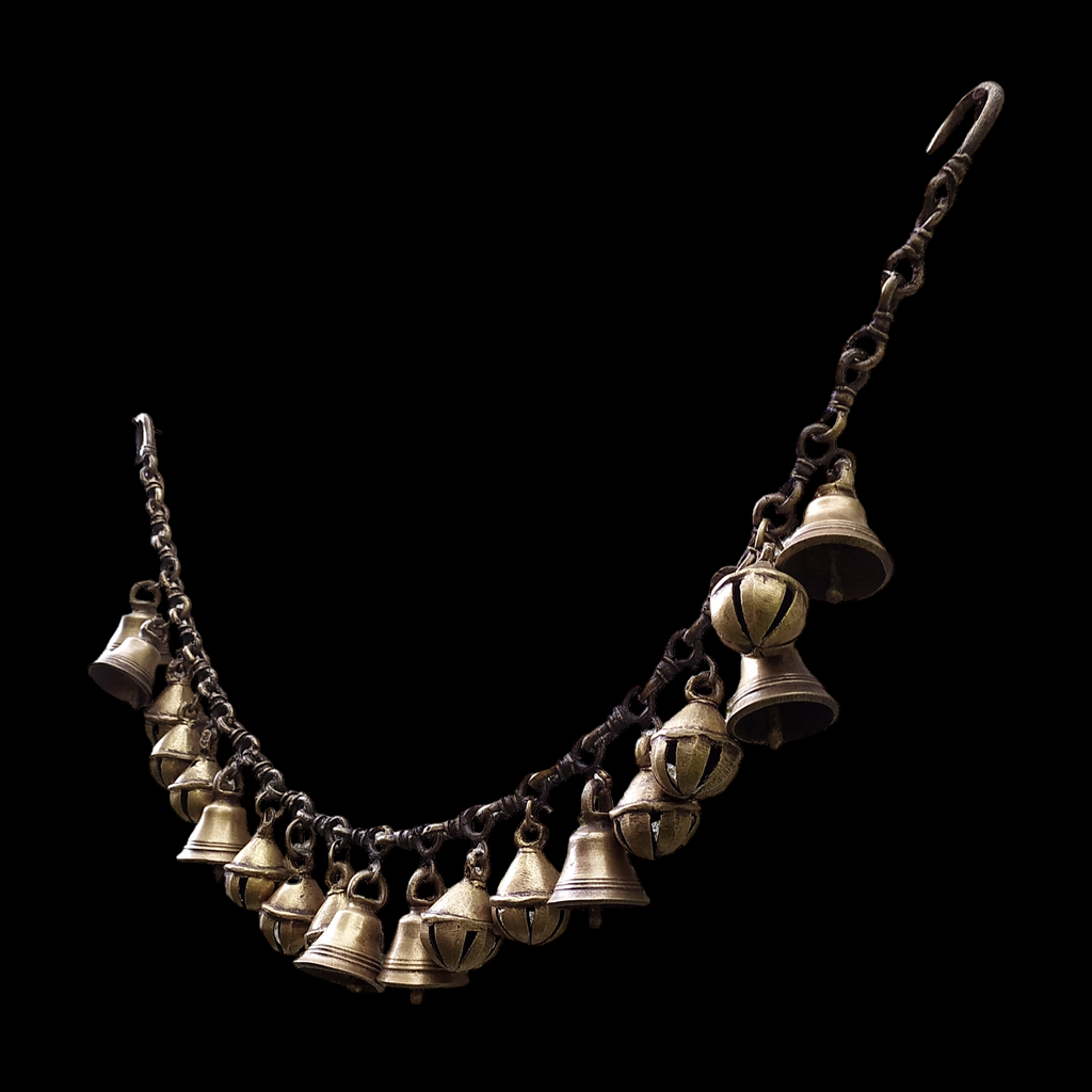 Handcrafted Vintage Brass Necklace with Bells & Ghungroos – A Timeless Artisan Treasure. Length 80 cm