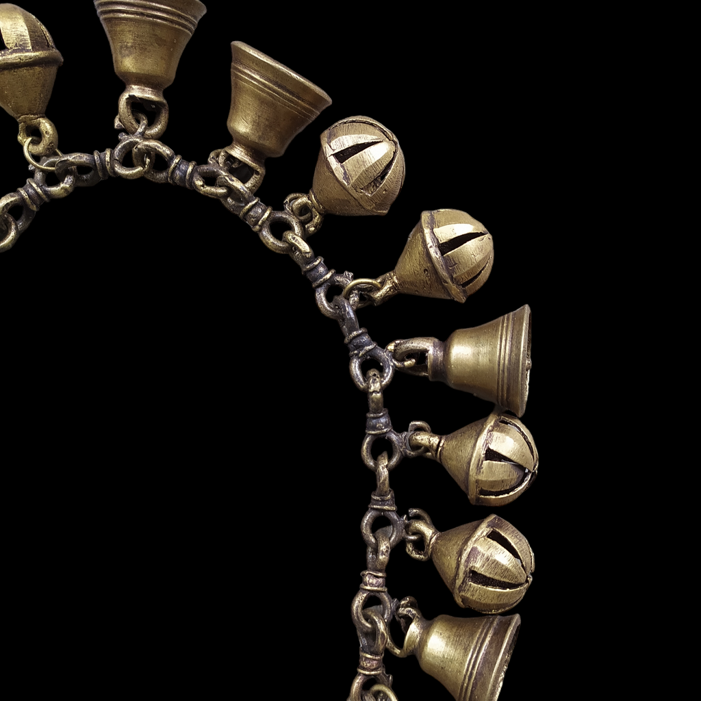 Handcrafted Vintage Brass Necklace with Bells & Ghungroos – A Timeless Artisan Treasure. Length 80 cm