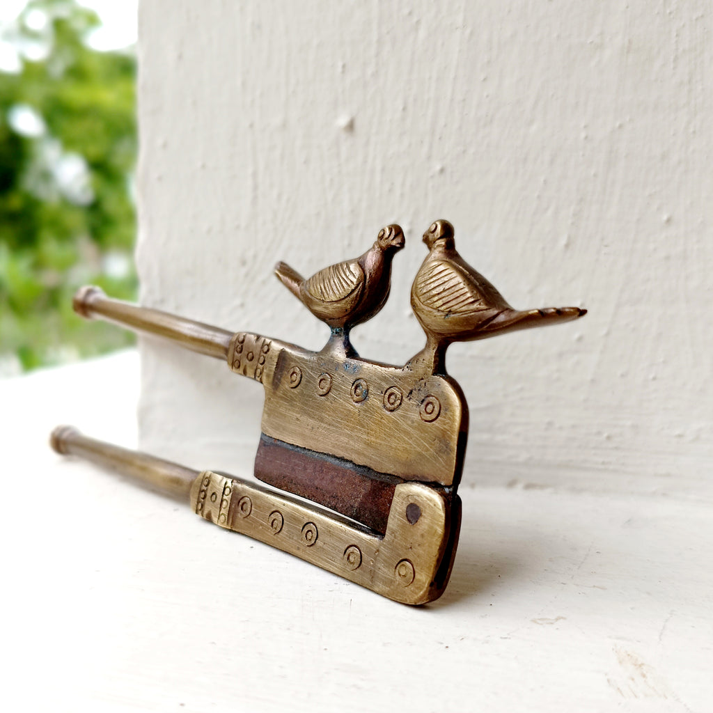 Vintage Mid century Design Brass Nut Cutter With Birds.  Length 14.5 cm x Height 7 cm