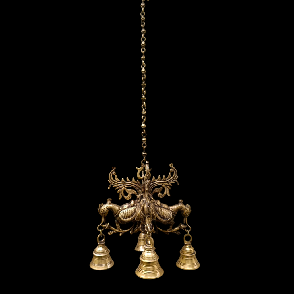 Majestic Brass Hanging With 4 Mythical Hamsa. Length 81 cm