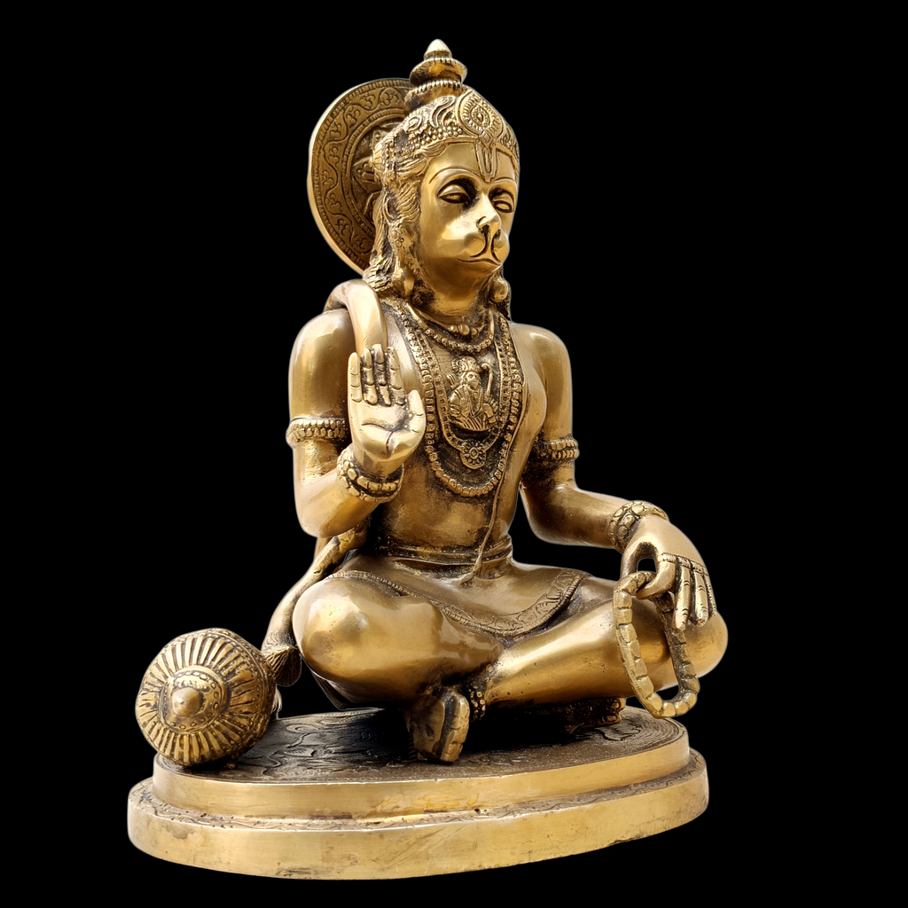 Majestic Brass Sculpture of Hanuman - Devotee of Lord Rama. Ht 32 cm - The Indian Weave