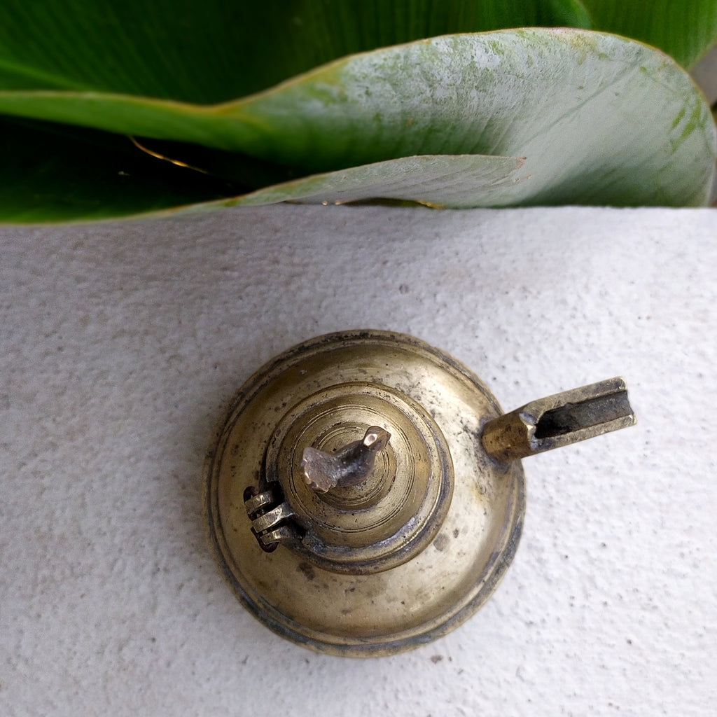 Vintage Brass Ghee Daan With Spout From South India, Ht 15 cm x Length 16 cm