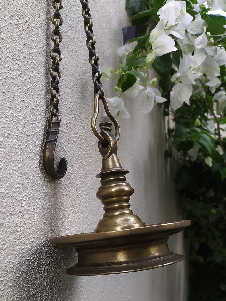 Heritage Brass Oil Lamp - "Thooku Vilakku" From South India. Length 103 cm x Diameter 16 cm