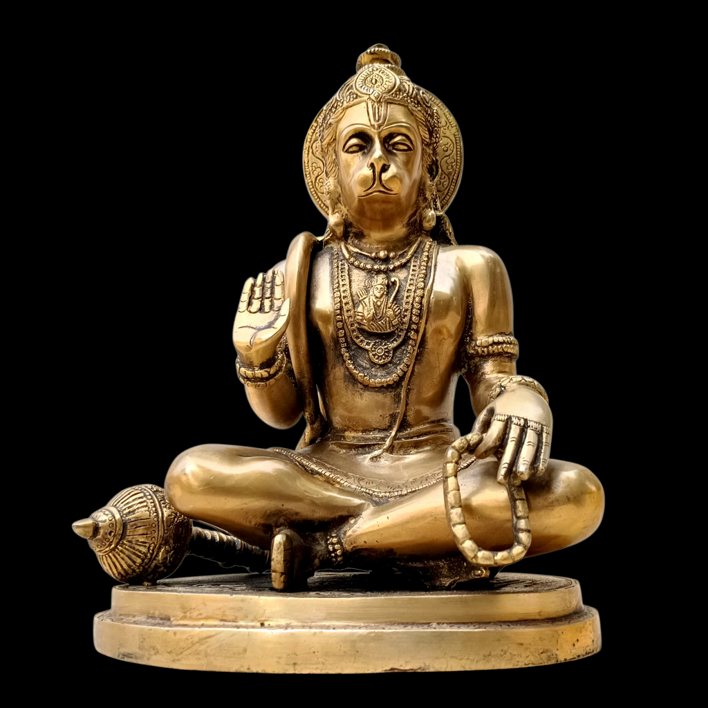 Majestic Brass Sculpture of Hanuman - Devotee of Lord Rama. Ht 32 cm - The Indian Weave