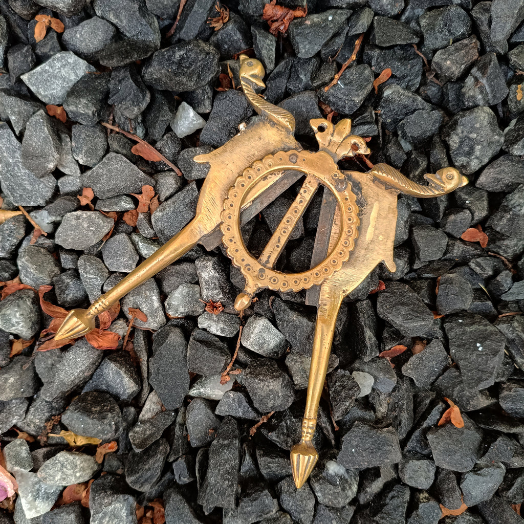Vintage Brass Nut Cutter With Twin Peacocks. Length 17 cm x width 14 cm