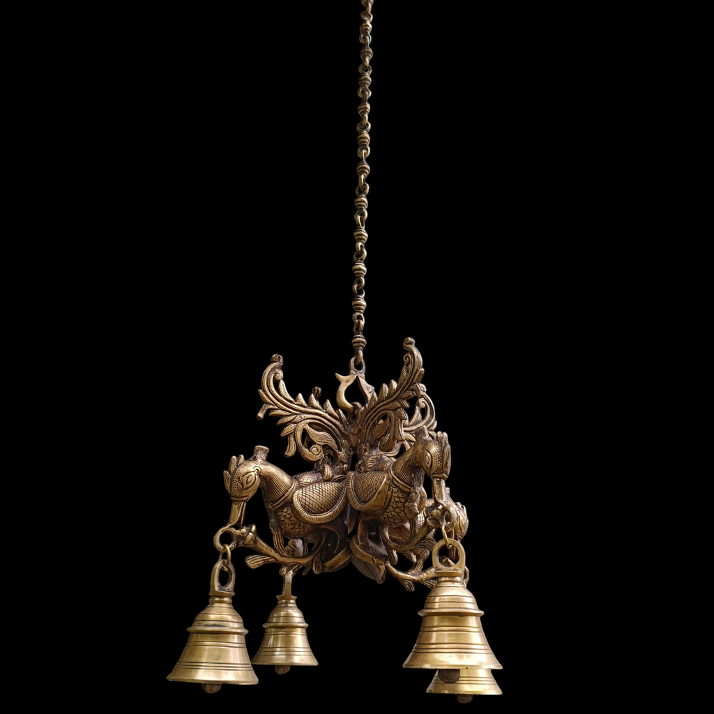Majestic Brass Hanging With 4 Mythical Hamsa. Length 81 cm
