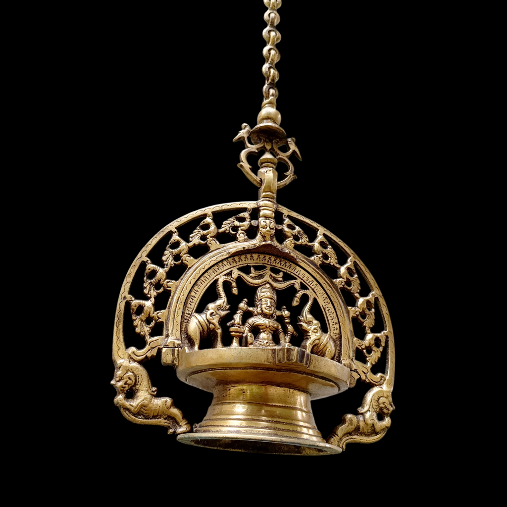 Traditional GajaLaxmi Vilakku Auspicious Oil Lamp From Kerala - 70 cm Length