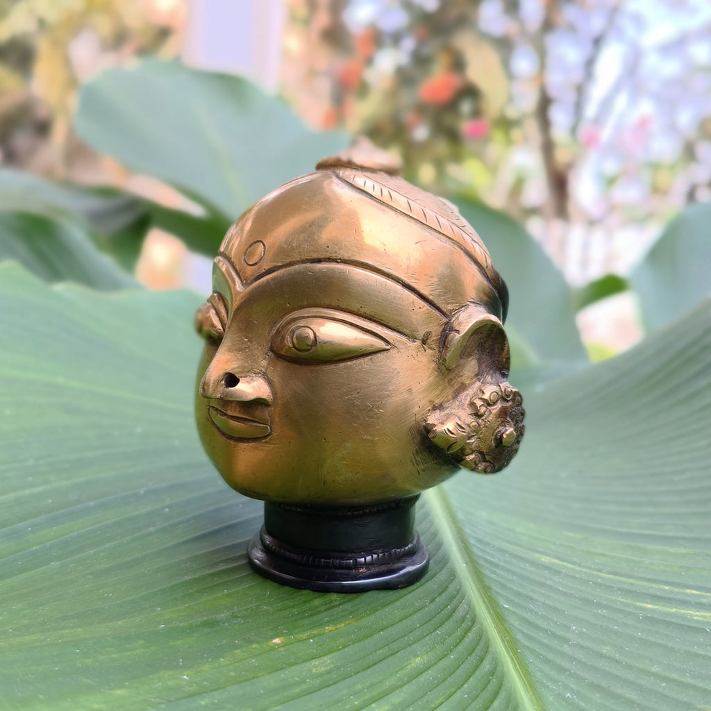 Vintage Brass Bust of Gangaur Gauri - Goddess of Fertility, Love & Devotion. Height 11 cm