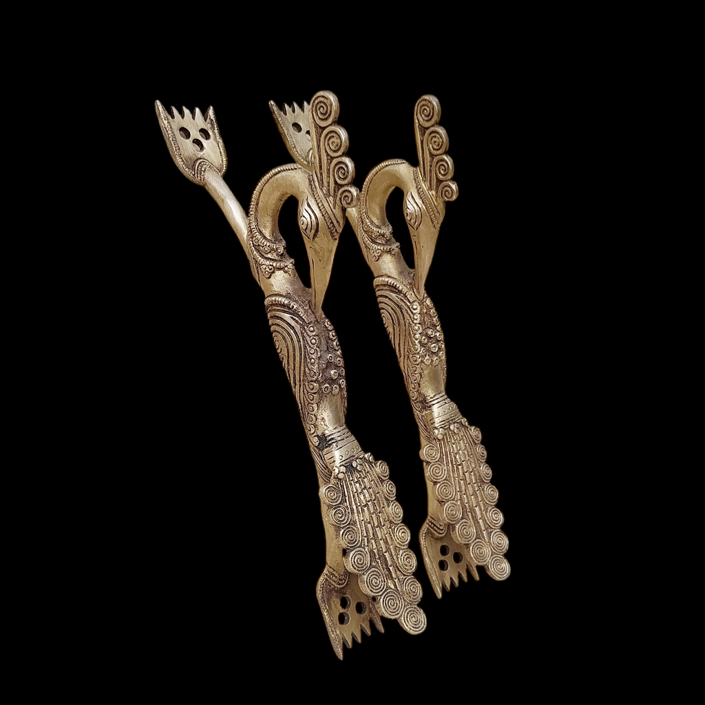 Exquisite Brass Peacock Design Door Handles – A Symbol of Elegance. Length 31 cm