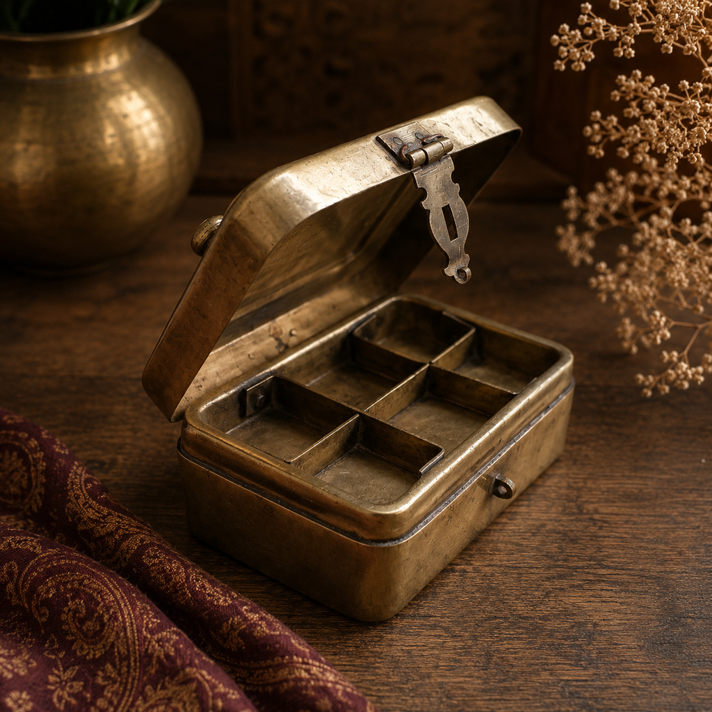 Traditional Brass Paan Dan | Betel Nut Box With 7 Compartments.