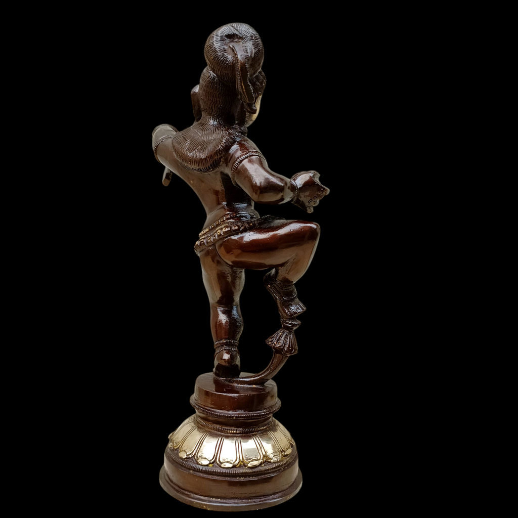 Brass Sculpture of Dancing Krishna Holding A Butter Ball . Height 28 cm x Width 16 cm