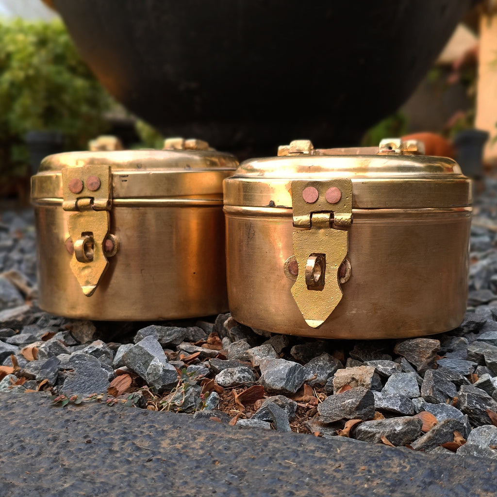 Vintage Brass Storage Containers - Set of 2