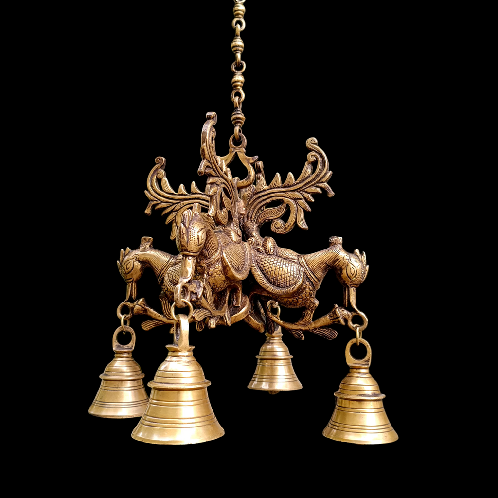 Majestic Brass Hanging With 4 Mythical Hamsa. Length 81 cm